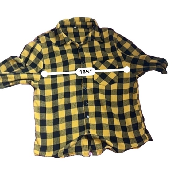 Oversized Flannel Yellow and Black Buffalo Plaid Shacket Style (shirt + jacket) - Picture 7 of 7